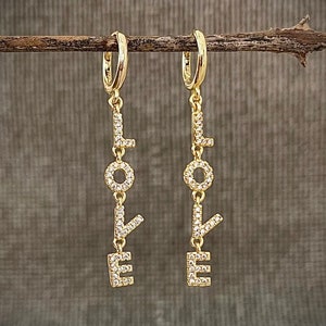 Pendientes de AMOR para el Día de la Madre, Pendientes Colgantes, Joyas de Amor, Regalos para Mamá, Regalos para tu Amante, Regalos para tu Novia, Cartas de Amor,