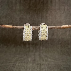 Vintage Huggie Earrings, Small Filigree Hoops, Lightweight Hoop Earrings, Chunky Hoops, Wide Huggie Hoops, Thick Huggie Earrings, Pave Hoops