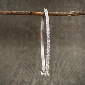 Silver Diamond Bangle Bracelet, Silver Stacking Bangle, CZ Bangle, Tennis Bangle Bracelet, Silver Stacking Bracelet, Silver Tennis Bracelet