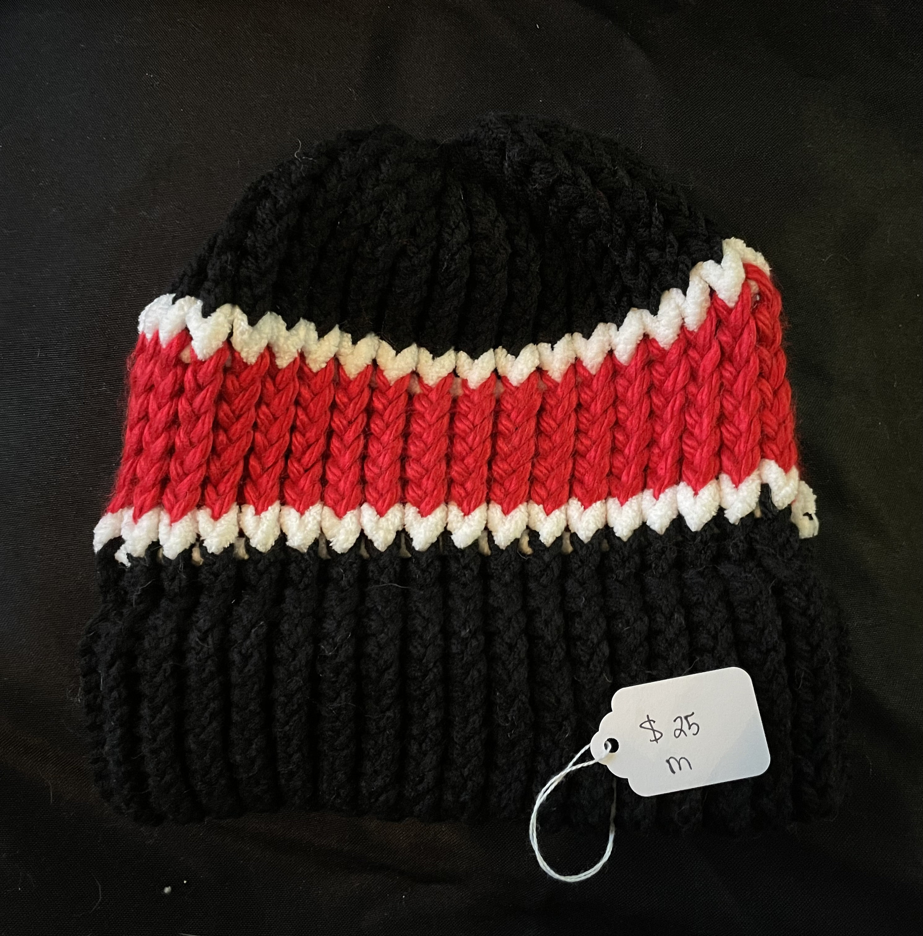red and white stocking caps