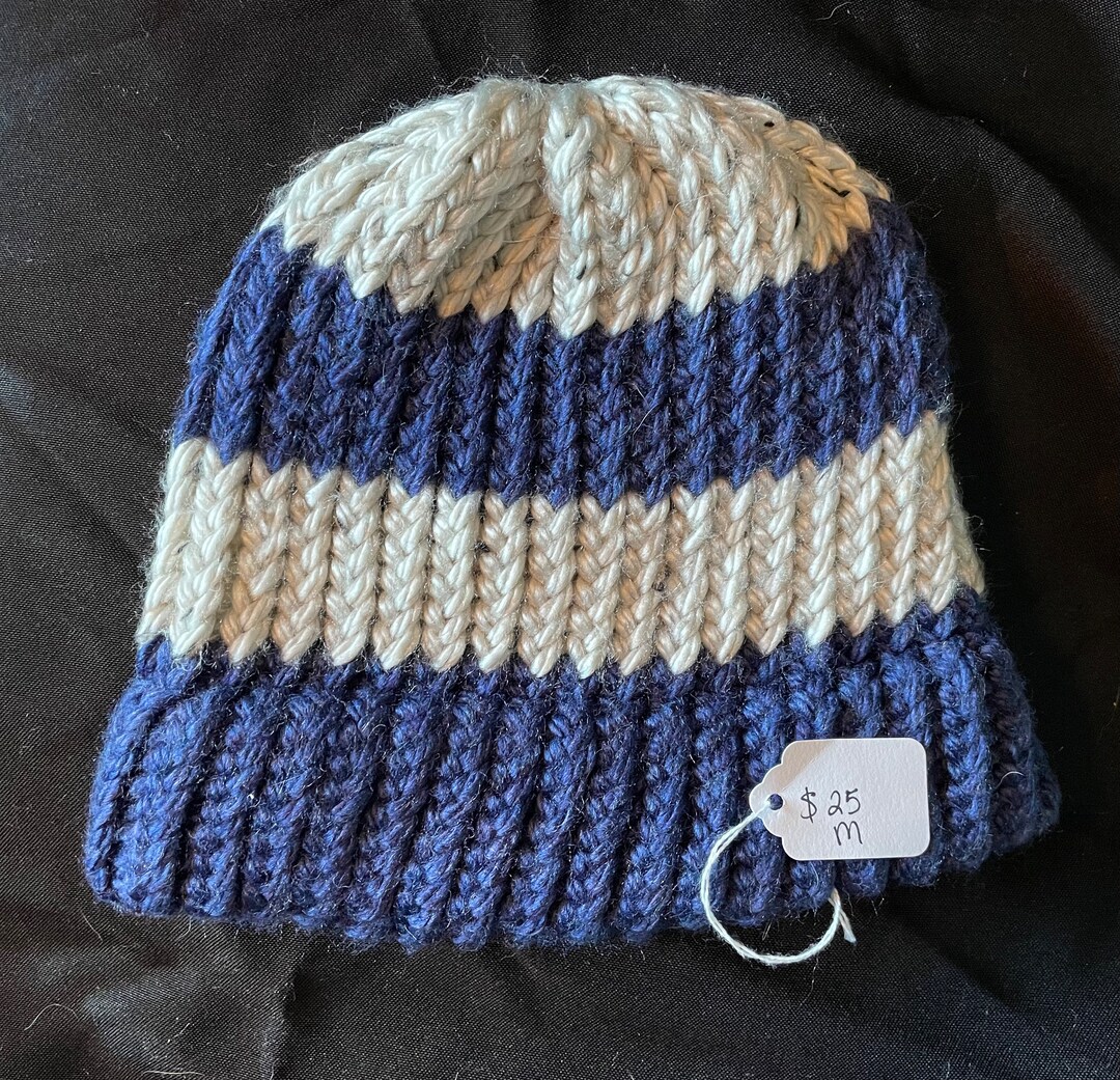 Navy and Grey Mens Stocking Cap Etsy