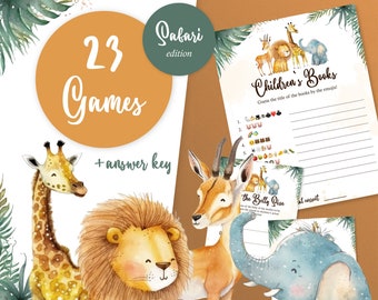 Baby Shower Games Bundle, Safari Baby Shower, Baby Shower Games Printable, Gender Neutral Baby Shower Games, Jungle Safari, Instant Download