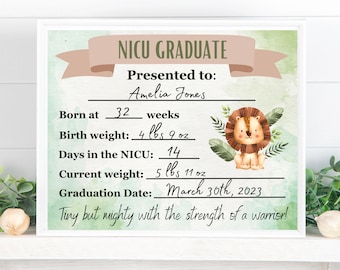 NICU Graduate Certificate, NICU Graduation Keepsake, NICU Keepsake For Parents, Hospital Stats Printable Download, Newborn Baby Keepsake
