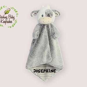 Personalized Cow Blanket, Baby Security Blanket, Custom Baby Gift, Personalized Luvster, Custom Animal Blanket, Cow Lovey, Farm Animal Gift
