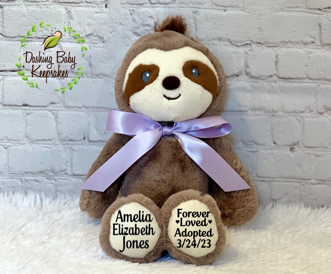 Personalized Adoption Sloth Plush, Adoption Stuffed Animal, Adoption ...