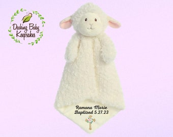 Baptism Lamb, Personalized Baptism Gift, Baptism Baby Blanket, Baptism Keepsake Lamb, Custom Baptism Baby Gift, Christening Baby Keepsake