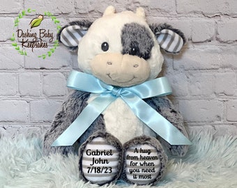 Personalized Child Loss Keepsake, Infant Loss Remembrance, Miscarriage Gift, A Hug From Heaven When You Need It The Most, Cow Stuffed Animal