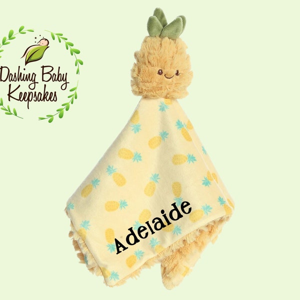 Personalized Pineapple Blanket, Baby Security Blanket, Custom Baby Gift, Personalized Pineapple Luvster, Pineapple Nursery, Newborn Gift