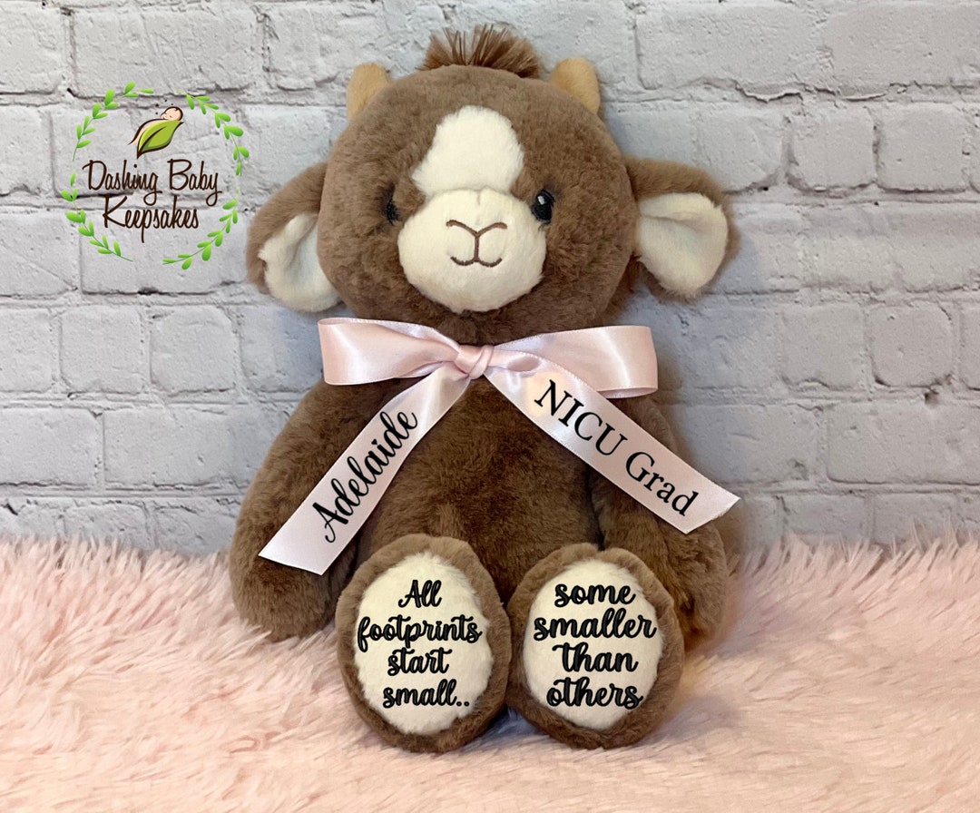 NICU Graduate Gift, NICU Baby Gift, Personalized NICU Goat Stuffed