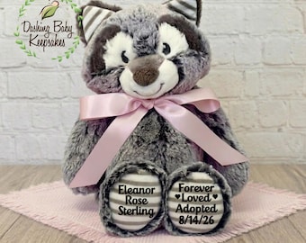 Personalized Adoption Raccoon Plush, Adoption Stuffed Animal, Adoption Gift For Child, Adoption Day Gift, Custom Adoption Gift, Raccoon Gift