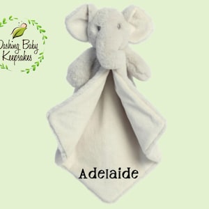 Personalized Elephant Blanket, Baby Security Blanket, Custom Baby Gift, Personalized Elephant Luvster, Animal Blanket,  Elephant Lovey