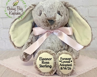 Personalized Adoption Bunny Plush, Adoption Stuffed Animal, Adoption Gift For Child, Adoption Day Gift, Custom Adoption Gift, Bunny Gift