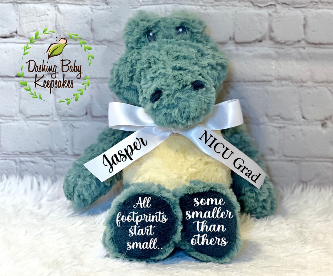 NICU Graduate Gift, NICU Baby Gift, Personalized NICU Alligator Stuffed