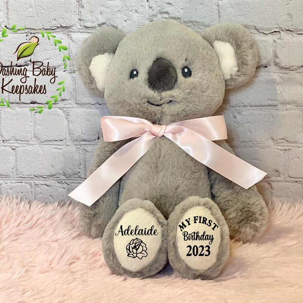 My First Birthday Koala Stuffed Animal, 1st Birthday Gift, First Birthday Koala, Happy Birthday Baby Gift, Personalized First Birthday Gift
