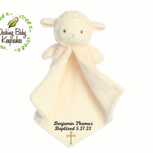 Baptism Lamb, Personalized Baptism Gift, Baptism Baby Blanket, Baptism Keepsake Lamb, Custom Baptism Baby Gift, Christening Baby Keepsake