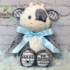 Personalized Big Brother Cow Stuffed Animal, Gift For Sibling, Big Brother Gift From Baby, Custom Cow Plush, Big Brother Keepsake