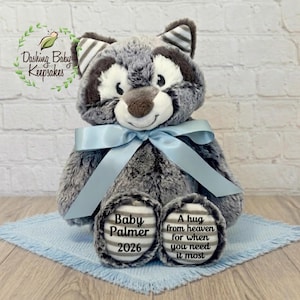 Personalized Child Loss Keepsake, Infant Loss Remembrance, Miscarriage Gift, A Hug From Heaven When You Need It The Most, Raccoon Plush