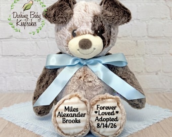 Personalized Adoption Dog Plush, Adoption Stuffed Animal, Adoption Gift For Child, Adoption Day Gift, Custom Adoption Gift, Personalized Dog