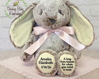 Personalized Child Loss Keepsake, Infant Loss Remembrance, Miscarriage Gift, A Hug From Heaven When You Need It The Most, Bunny Plush