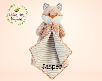Personalized Fox Blanket, Baby Security Blanket, Custom Baby Gift, Personalized Fox Luvster, Animal Blanket, Fox Lovey, Woodland Animal