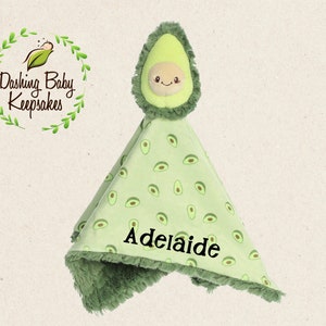 Personalized Avocado Blanket, Baby Security Blanket, Custom Baby Gift, Personalized Avocado Luvster, Avocado Nursery Decor, Avocado Baby