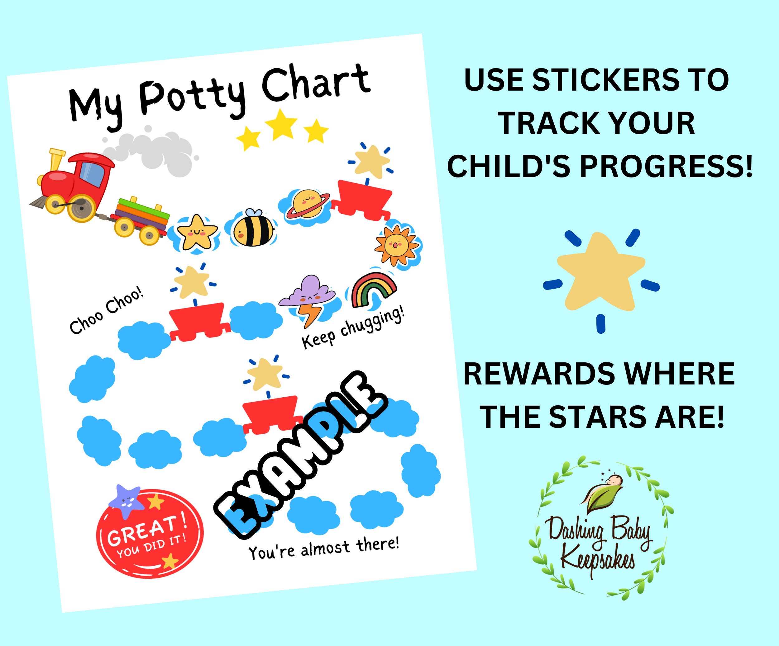 Train Potty Training Chart, Toddler Reward System (digital Download ...