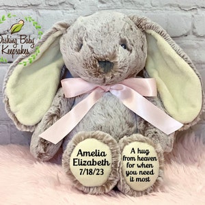 Personalized Child Loss Keepsake, Infant Loss Remembrance, Miscarriage Gift, A Hug From Heaven When You Need It The Most, Bunny Plush