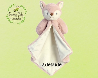 Couverture personnalisée cerf, couverture de sécurité pour bébé, cadeau personnalisé pour bébé, Luvster personnalisé, couverture animal personnalisée, amour de cerf, cadeau de bébé cerf