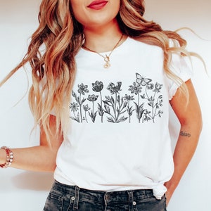 Wild Flowers Shirt, Wildflower Tshirt,, Floral T-shirt, Flower Shirt, Floral Tee, Wildflower Bouquet, Wild Flower Bouquet, Best Friend Gift