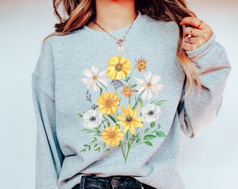 Bloemen Sweatshirt, Bloem Sweatshirt, Wildflower Boeket Sweatshirt, Wild Bloemboeket, Wild Bloemen Sweatshirt, Wildflower Sweatshirt