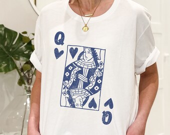 Queen of Hearts - Queen Heart Shirt - Navy Queen - Queen of Heart Shirt - Queen Of - Queens - Alice in Wonderland - Boho Shirt - Graphic Tee