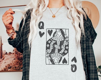 Queen of Hearts - Queen Heart Shirt - Black Queen - Queen of Heart Shirt - Queen Of - Queens - Alice in Wonderland - Boho Shirt - Graphic T