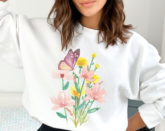 Bloemen Sweatshirt, Bloem Sweatshirt, Wildflower Boeket Sweatshirt, Wild Bloemboeket, Wild Bloemen Sweatshirt, Wildflower Sweatshirt