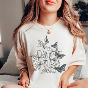 Comfort Colors Butterfly Shirt - Butterflies Shirt - Monarch Shirt - Monarch Butterfly Shirt - Pressed Flowers - Butterflys Shirt