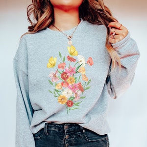 Wild Flowers Sweatshirt, Wildflower Sweatshirt,, Floral Sweatshirt, Flower Sweatshirt, Bouquet Sweatshirt, Cadeau voor haar, Beste Vriend Cadeau
