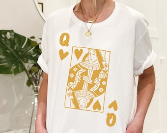 Queen of Hearts - Queen Heart Shirt - Gold Queen - Queen of Heart Shirt - Queen Of - Queens - Alice in Wonderland - Boho Shirt - Graphic Tee