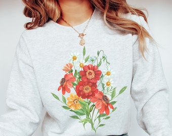 Bloemen Sweatshirt, Bloem Sweatshirt, Wildflower Boeket Sweatshirt, Wild Bloemboeket, Wild Bloemen Sweatshirt, Wildflower Sweatshirt