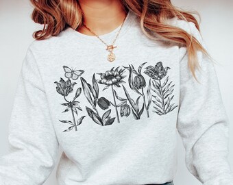 Floral Sweatshirt, Flower Sweatshirt, Wildflower Bouquet Sweatshirt, Wild Flower Bouquet, Wild Flowers Sweatshirt, Wildflower Sweatshirt