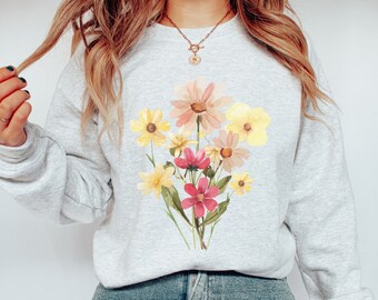 Bloemen Sweatshirt, Bloem Sweatshirt, Wildflower Boeket Sweatshirt, Wild Bloemboeket, Wild Bloemen Sweatshirt, Wildflower Sweatshirt