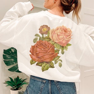 Flores prensadas - Sudadera Cottage Core - Flores silvestres - Flores silvestres - Sudadera botánica - Flores de pradera - Regalo de flores