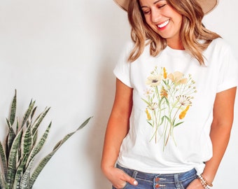 Wild Flowers Shirt, Wildflower Tshirt,, Floral T-shirt, Flower Shirt, Floral Tee, Gift for Her, Ladies Shirts, Best Friend Gift