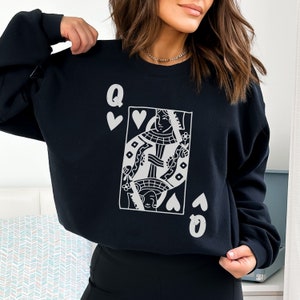Queen of Hearts - Queen Heart Sweatshirt - White Queen - Queen of Heart Sweatshirt - Queen Of - Queens - Boho Sweatshirt - Graphic Sweater