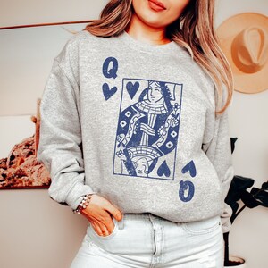 Queen of Hearts - Queen Heart Sweatshirt - Navy Queen - Queen of Heart Sweatshirt - Queen Of - Queens - Boho Sweatshirt - Graphic Sweatshirt