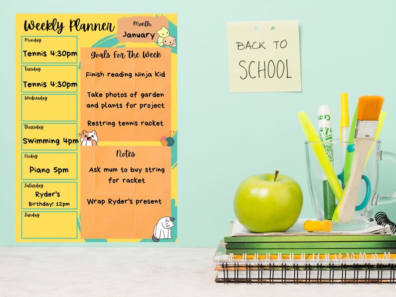 Planners Printable Daily Weekly Monthly Routine Chart Schedule Planner ...