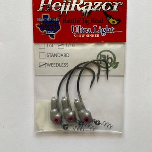 1/16 ounce 3 Pack Silver Pearl  Weedless Lead free Swim Bait HELLRAZOR Rattling Jig head, Saltwater and  Freshwater fishing tackle