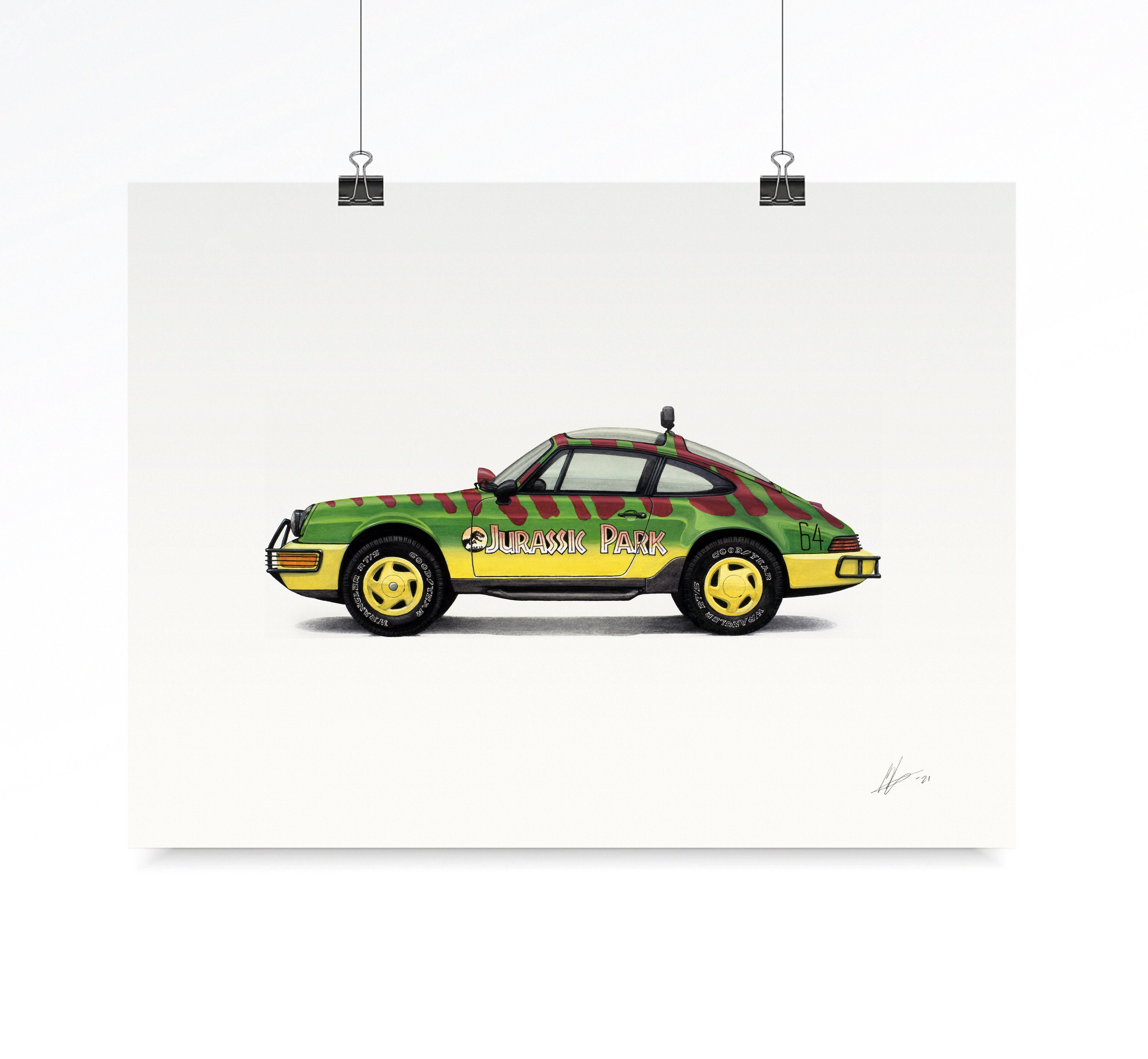 18x24" Poster: Jurassic Park 964 911 Safari Tour vehicle -