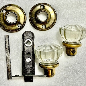 Set di pomelli per porte in cristallo con rosetta in stile vittoriano (senza serratura, per ingresso e armadio, in ottone lucido)