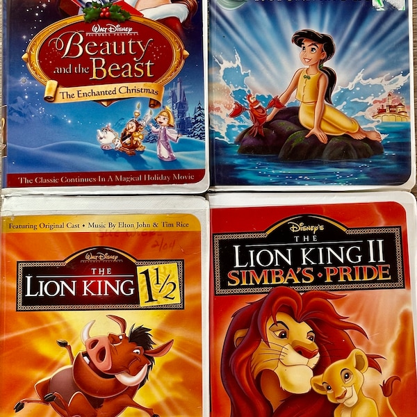 Vintage Walt Disney Classic Home Videos- Beauty and The Beast, Lion King, Little Mermaid II, Lion King II Simbas Pride VHS Tapes