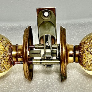 Vintage Lucite Door Knob Set: Gold Flake Round Knobs