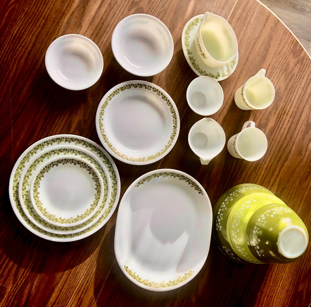 Vintage Corelle Spring Blossom Green Cream & Sugar Set – Retro Glass Set For Coffee & Tea, Durable & Chip-Resistant